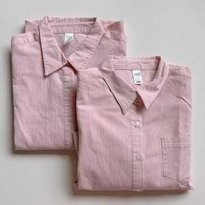 NWOT OLD NAVY Girls Pinstripe 3/4 Sleeve Button Down Shirt Bundle Size 14 & 16